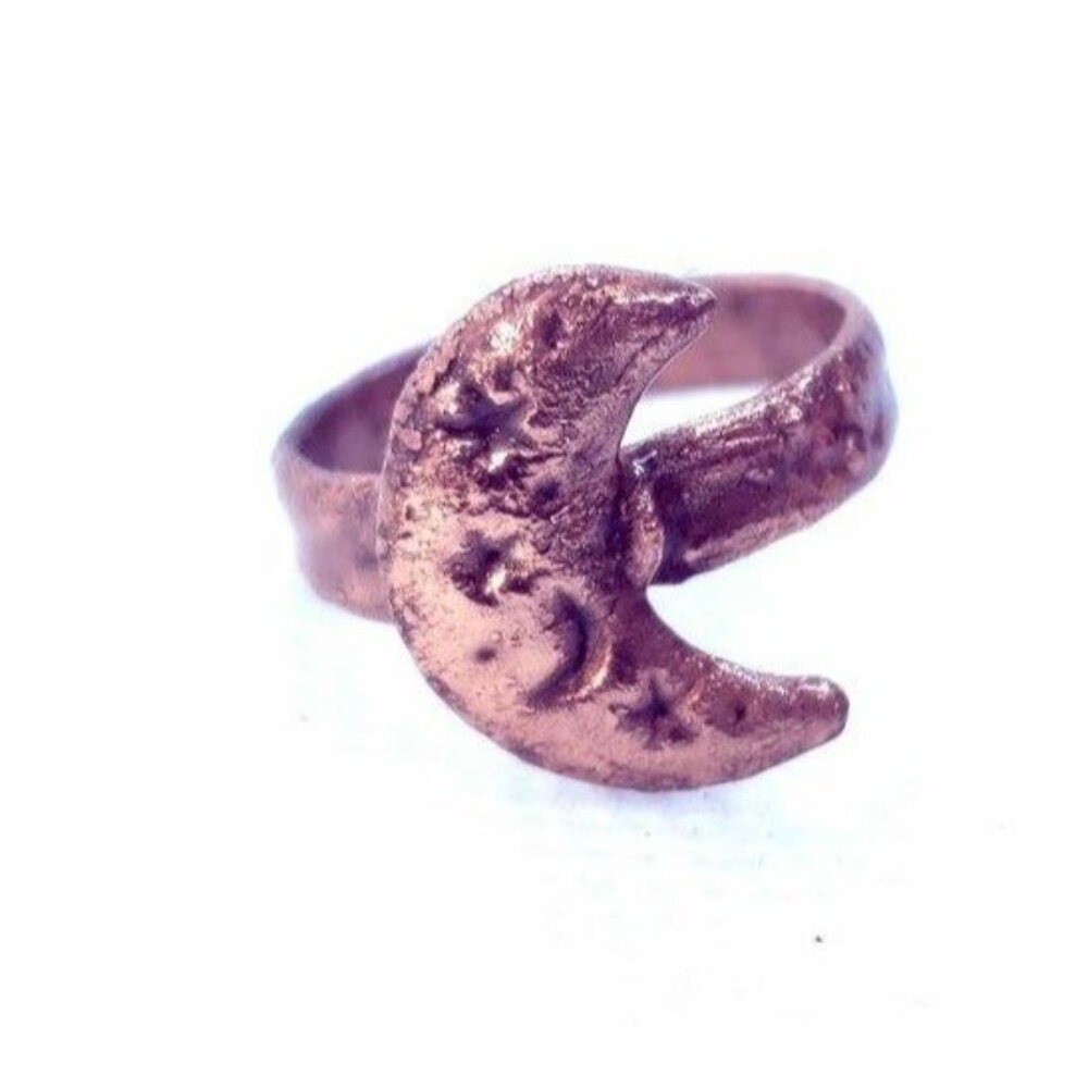 Copper moon ring size 6 - Picture 7 of 12